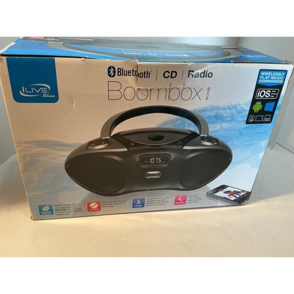 iLive Bluetooth CD Radio Boombox IBC233B Portable Stereo Black One Size Works